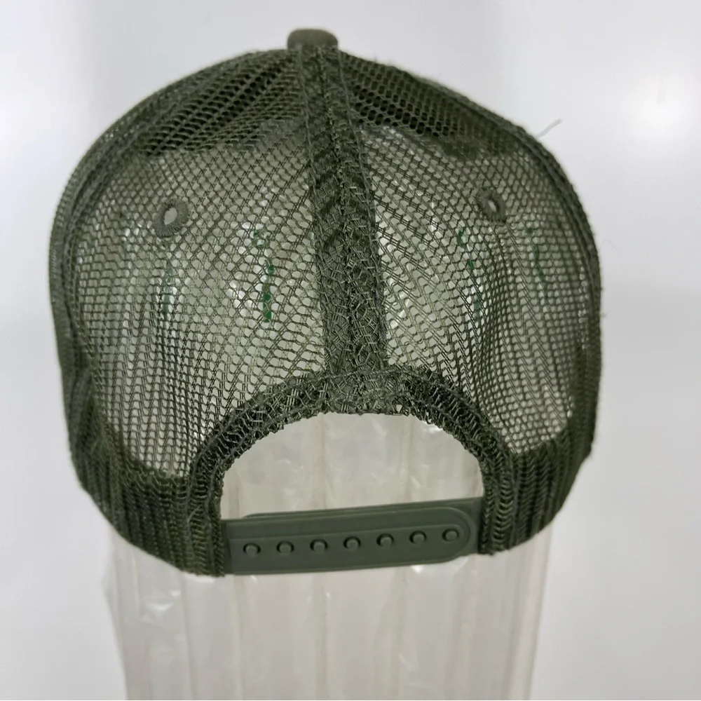NEW CAT Caterpillar Raised Logo Trucker Hat Olive Green Unisex Baseball Cap OS